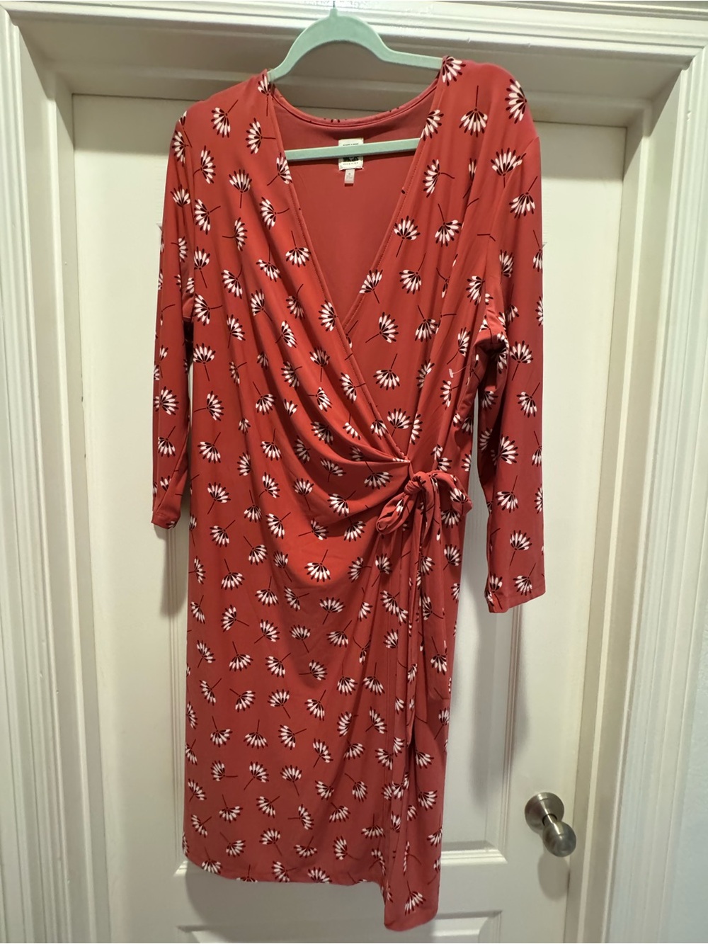 NWOT Anne Klein Sz XL Rust Floral Wrap Midi Dress
